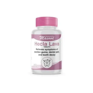 Hecla Lava Tablets by Dr. Masood, original bottle on a white background