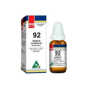 BM 92 Drops homeopathic drops on a pure white background