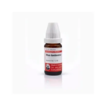 Rhus Toxindendron 10ml homeopathic dilutions and mother tincture bottle or pack on white background