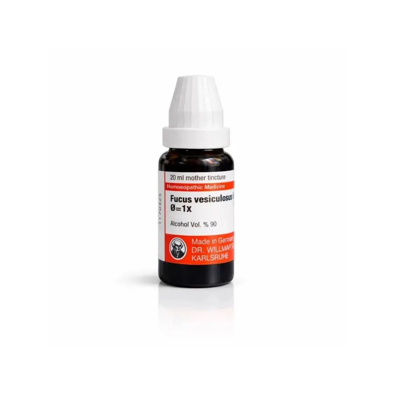 Fucus Vesiculosus 10ml homeopathic dilutions and mother tincture bottle or pack on white background