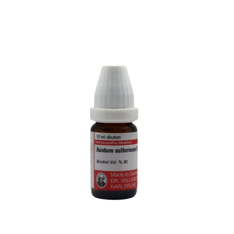 Acidum Sulfuricum - Acid Sulf 10ml liquid homeopathic dilution bottle or pack on white background