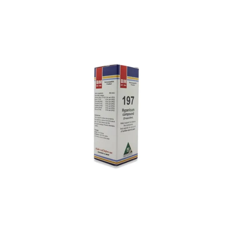 BM 197 Drops homeopathic drops by BM Homoeopathic Pharmaceuticals on a pure white background