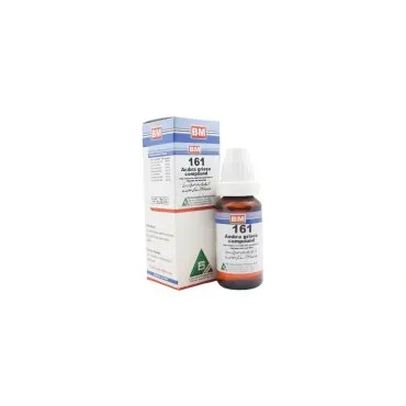 BM 161 Drops homeopathic drops by BM Homoeopathic Pharmaceuticals on a pure white background