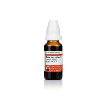 Sabal Serrulata 10ml homeopathic dilutions and mother tincture bottle or pack on white background