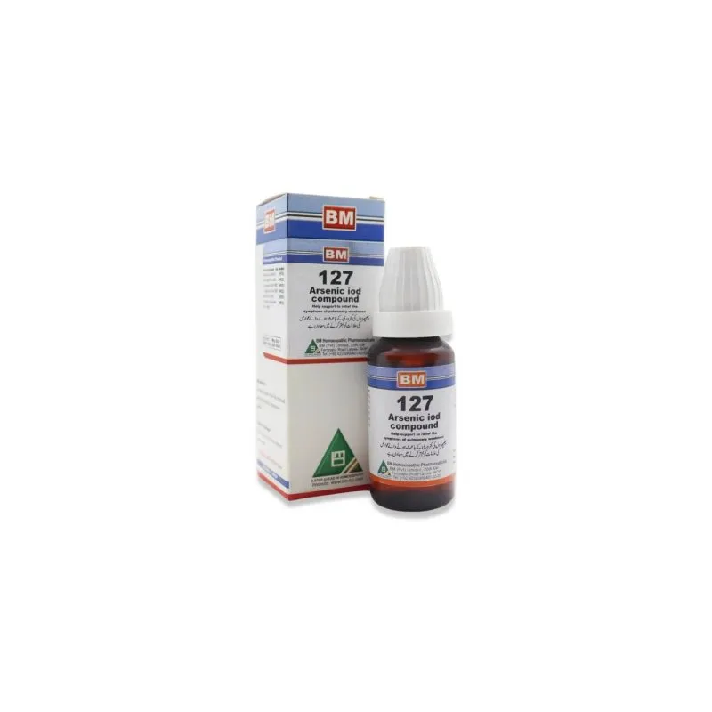 BM 127 Homeopathic Product homeopathic product by BM Homoeopathic Pharmaceuticals on a pure white background