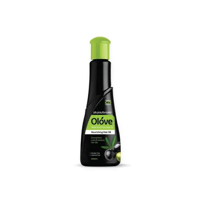 Olove Nourishing Hair Oil by Paul Brooks, product pack on a white background