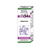 Dr. Masood HR-54 Intestoverm homeopathic drops 20 ml product package on a white background