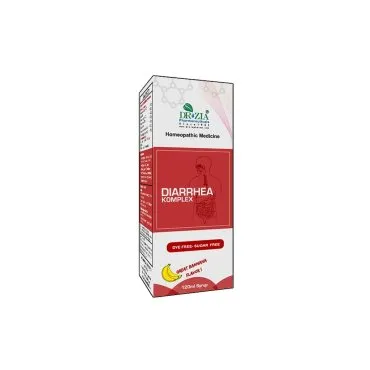 Diarrhea Komplex by Dr Zia Pharma, product pack centered on a white background