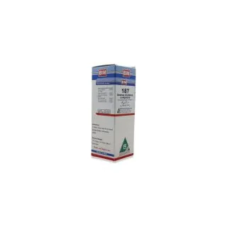 BM 187 Drops homeopathic drops by BM Homoeopathic Pharmaceuticals on a pure white background