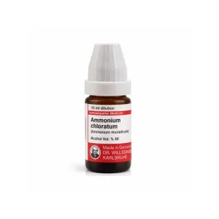 Ammonium Chloratum - Ammonium Muriaticum 10ml liquid homeopathic dilution bottle or pack on white background