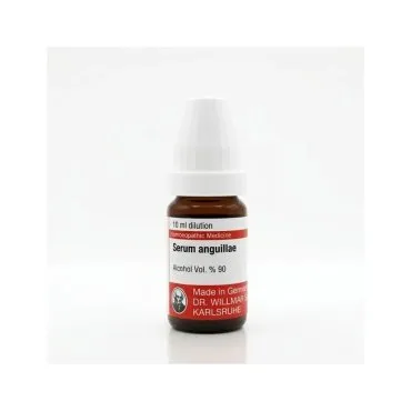 Serum Anguillae - Aalserum 10ml liquid homeopathic dilution bottle or pack on white background