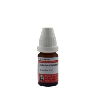 Acidum Carbolicum - Acid Carb 10ml liquid homeopathic dilution bottle or pack on white background