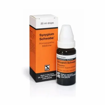 Syzygium Schwabe homeopathic drops 20 ml bottle and box on white background