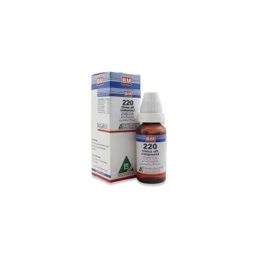 BM 220 Drops homeopathic drops on a pure white background