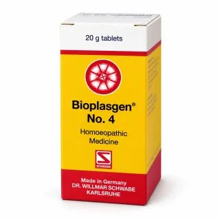Bioplasgen No. 4 20g homeopathic combination tablets by Dr. Willmar Schwabe on a pure white studio background