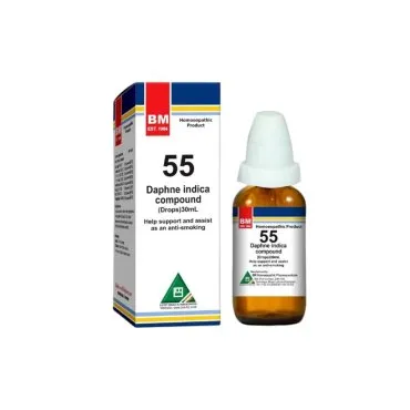 BM 55 Drops homeopathic drops on a pure white background