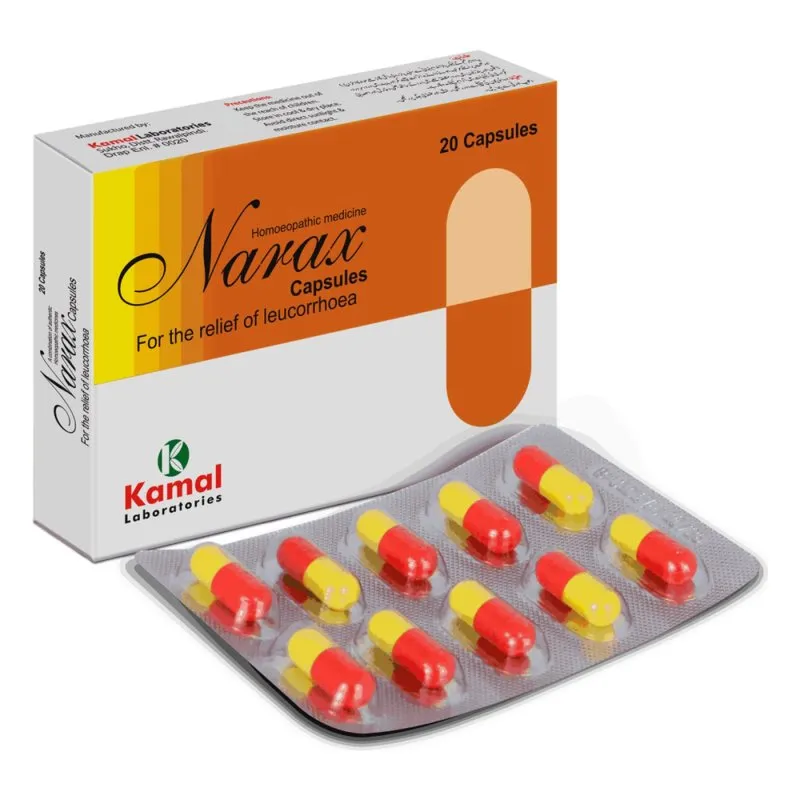 Narax Capsules, Kamal Laboratories product pack on a white background