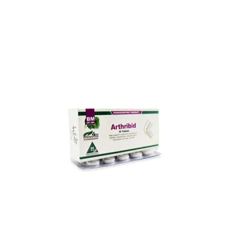 BM Arthribid Tablets and Drops Tablets homeopathic product on a pure white background