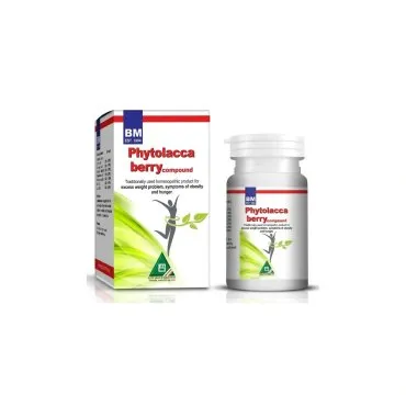 BM Phytolacca Berry Tablets homeopathic tablets on a pure white background