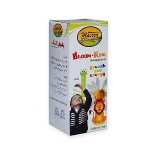Bloom King Syrup by Dr. Masood, original product packaging on a white background