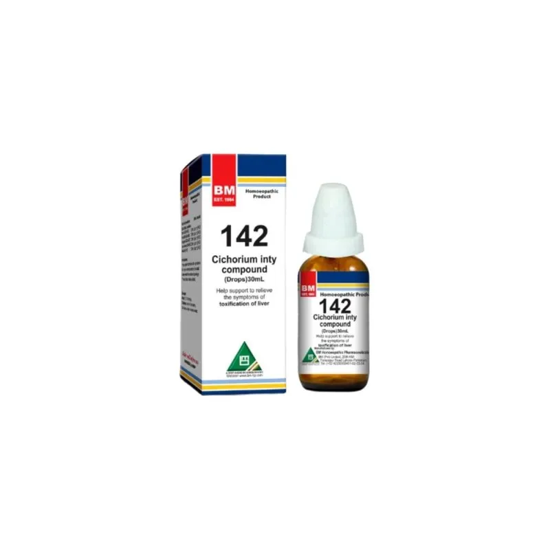 BM 142 Drops homeopathic drops on a pure white background