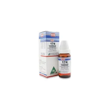 BM 174 Drops homeopathic drops by BM Homoeopathic Pharmaceuticals on a pure white background