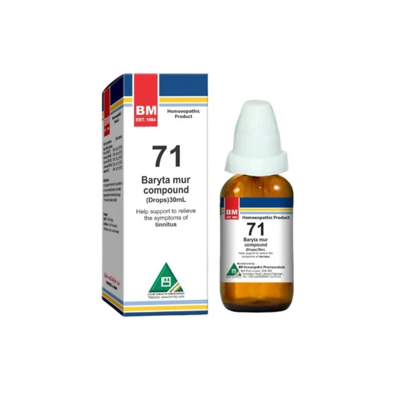 BM 71 Drops homeopathic drops on a pure white background