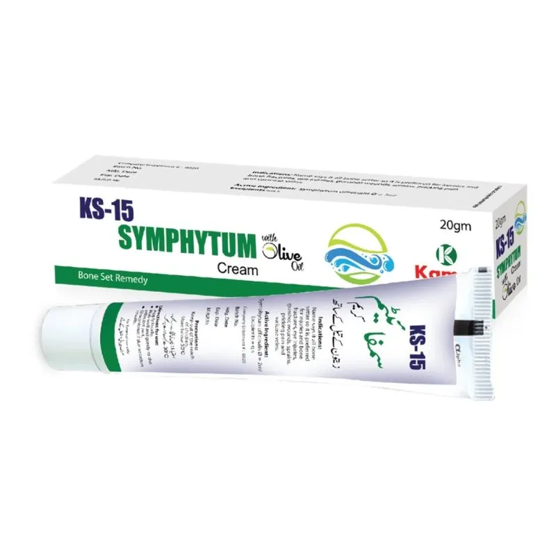KS 15 SYMPHYTUM Cream (With Olive Oil) 20 g, Kamal Laboratories product pack on a white background