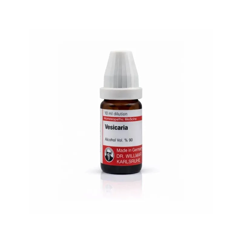 Vesicaria 10ml homeopathic dilutions and mother tincture bottle or pack on white background