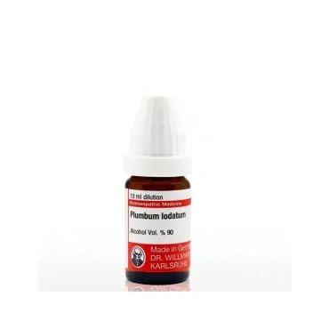 Plumbum Iodatum 10ml liquid homeopathic dilution bottle or pack on white background