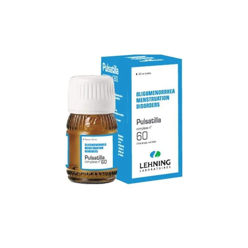 L-60 Pulsatilla Complex 30 ml Drops by Lehning Laboratories, product package on white background