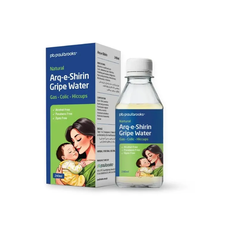 Arq-e-Shirin Gripe Water by Paul Brooks, product pack on a white background