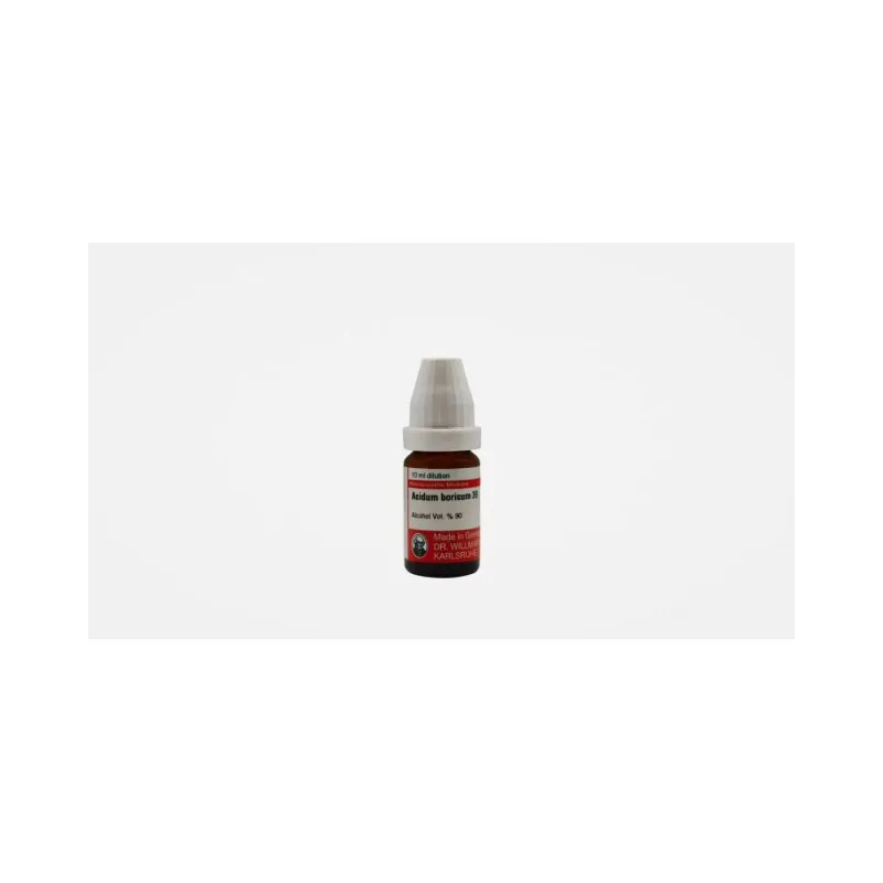 Acidum Boricum 10ml liquid homeopathic dilution bottle or pack on white background