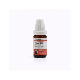 Thuja Occidentalis 10ml homeopathic dilutions and mother tincture bottle or pack on white background