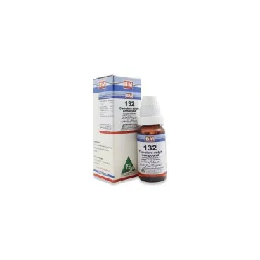 BM 132 Drops homeopathic drops by BM Homoeopathic Pharmaceuticals on a pure white background