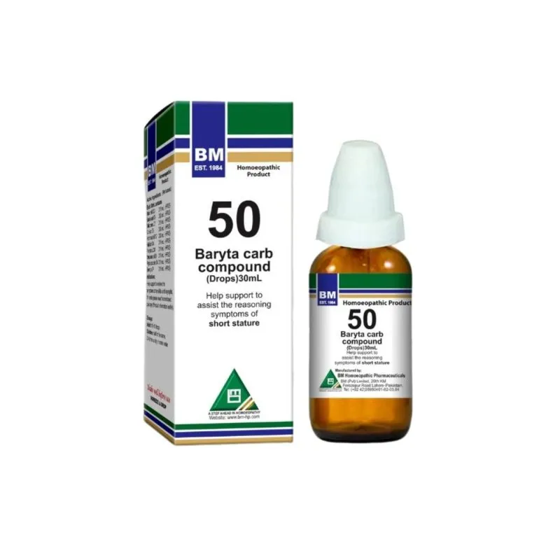 BM 50 Drops homeopathic drops on a pure white background