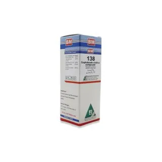 BM 138 Drops homeopathic drops by BM Homoeopathic Pharmaceuticals on a pure white background