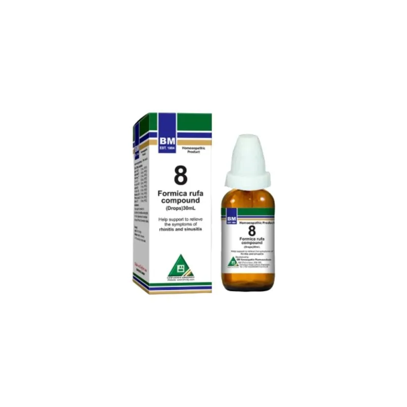 BM 8 Drops homeopathic drops on a pure white background