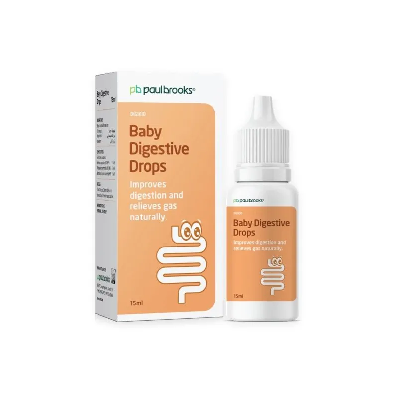 Baby Digestive Drops by Paul Brooks, product pack on a white background