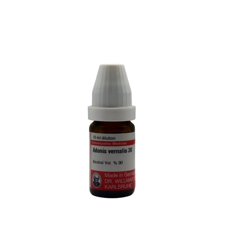 Adonis Vernalis 10ml homeopathic dilutions and mother tincture bottle or pack on white background