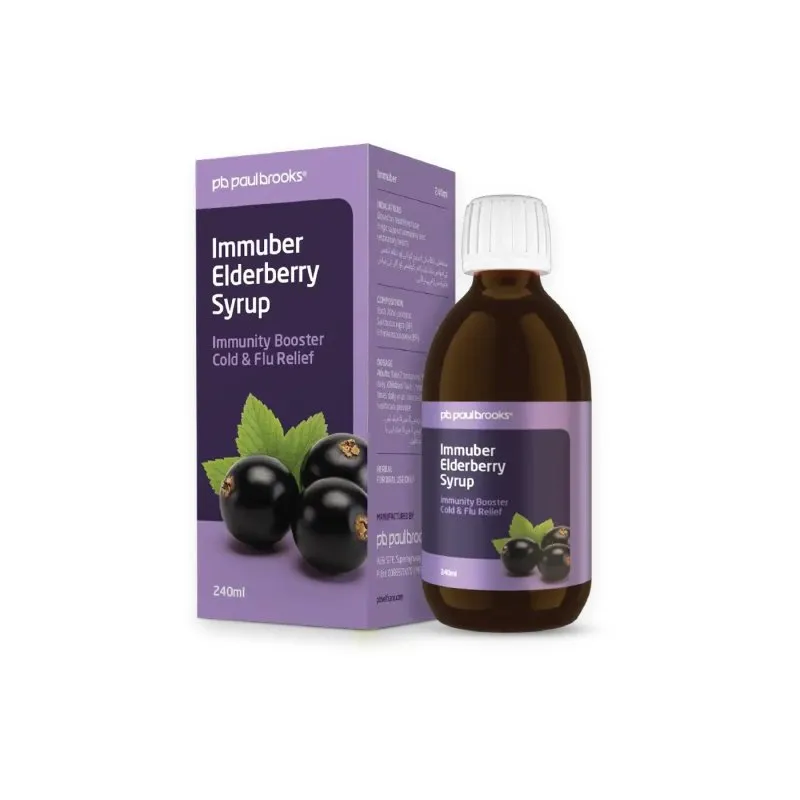 Immuber Elderberry Syrup by Paul Brooks, product pack on a white background