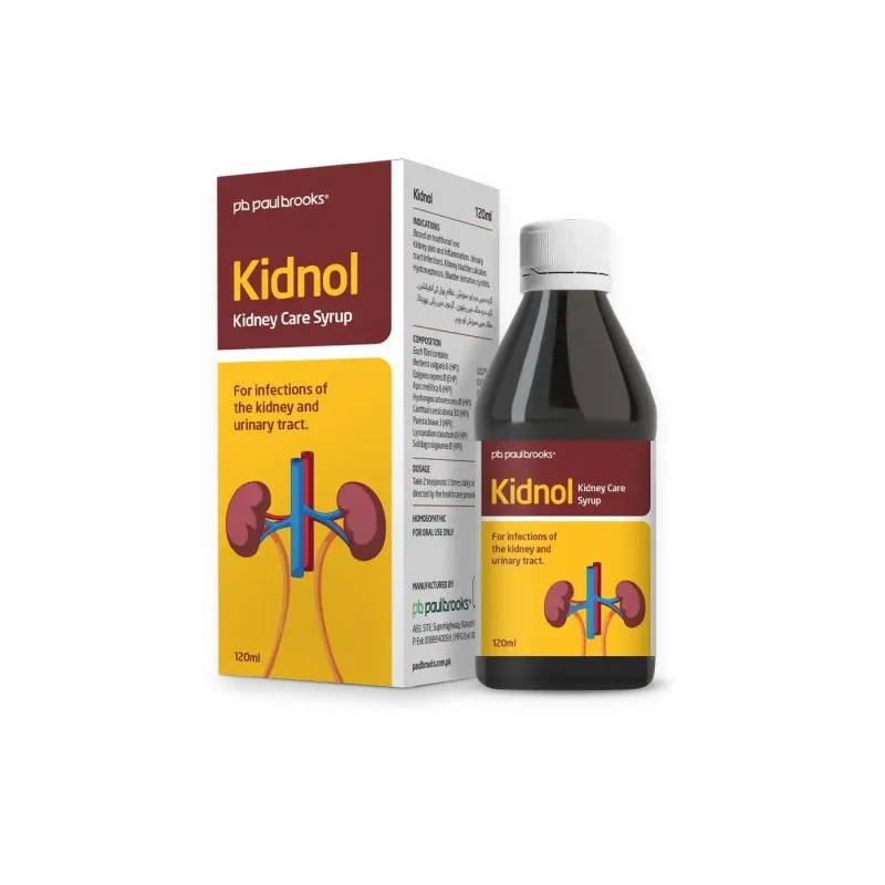 Kidnol Syrup by Paul Brooks, product pack on a white background