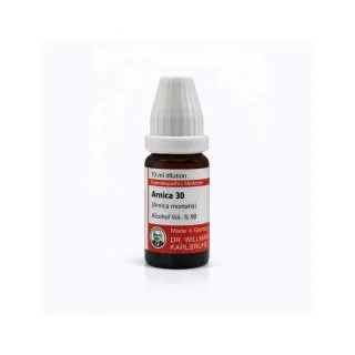 Arnica Montana 10ml homeopathic dilutions and mother tincture bottle or pack on white background