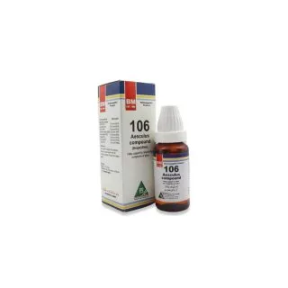 BM 106 Drops homeopathic drops by BM Homoeopathic Pharmaceuticals on a pure white background