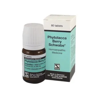 Phytolacca Berry 80 Tablets by Dr. Willmar Schwabe, product packaging on a white background