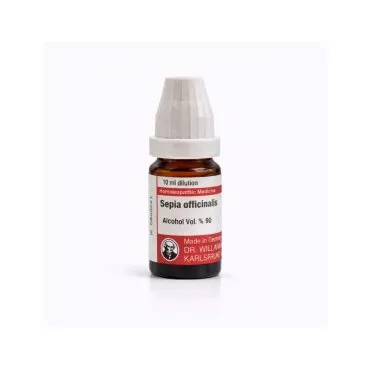 Sepia Officinalis 10ml liquid homeopathic dilution bottle or pack on white background