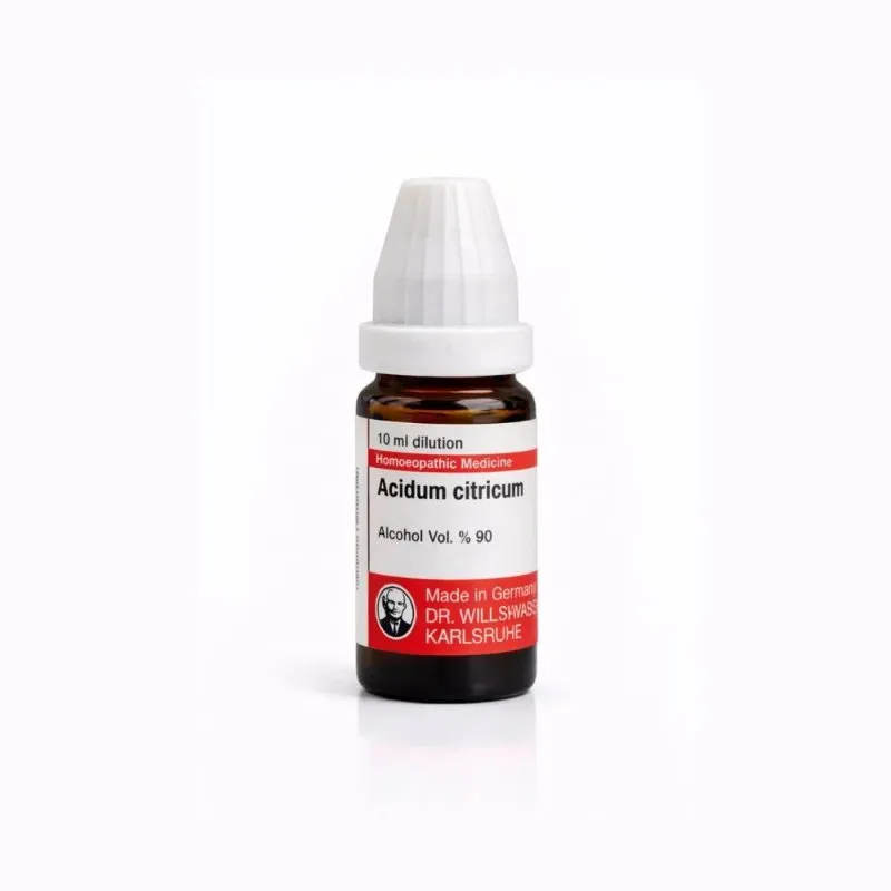 Dr. Willmar Schwabe Acidum Citricum homeopathic dilution 10 ml bottle on white background