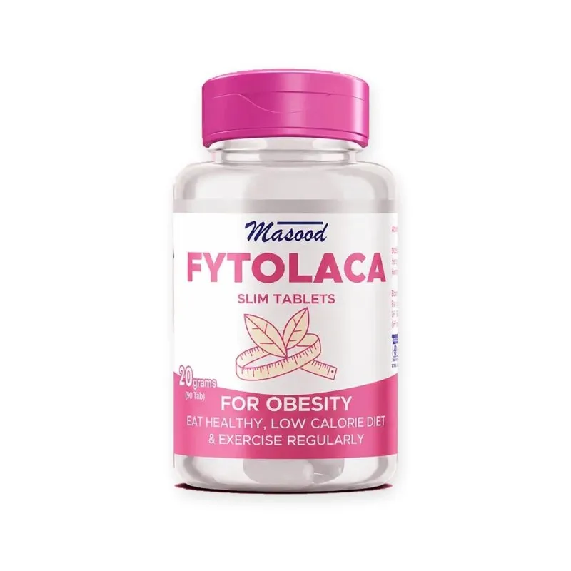 Fytolaca Slim Tablets by Dr. Masood, original product packaging on a white background