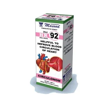 Dr. Masood HR-92 Circulonom homeopathic drops 20 ml product package on a white background
