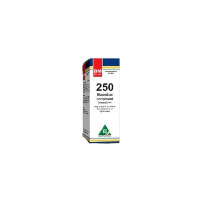 BM 250 Drops homeopathic drops on a pure white background